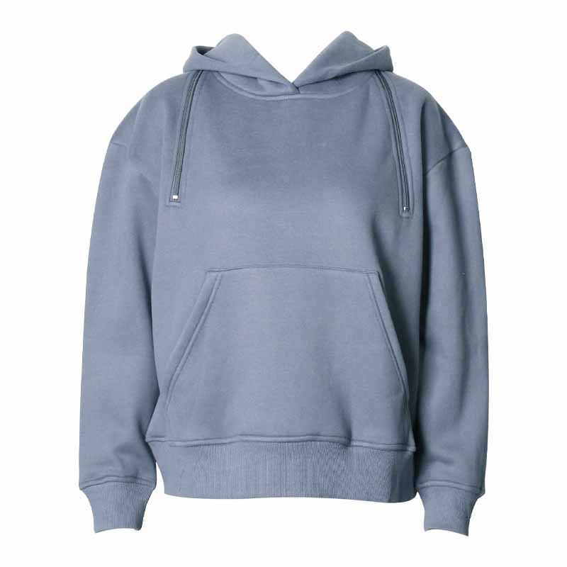 Women's Off Shoulder Hoodie Rib Knitted Cuffs Zipper Hoodie