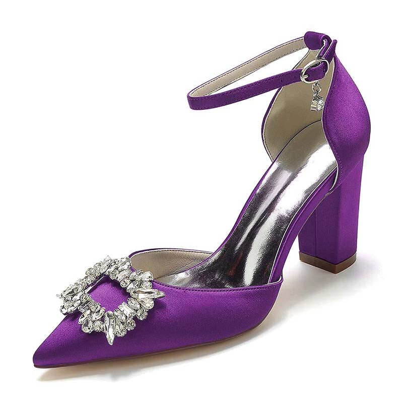 Women's Closed Toe Prom Heels with Bead Buckle