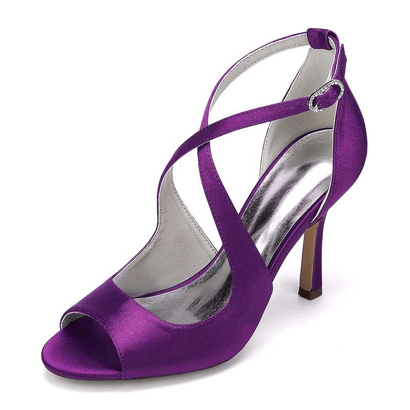 Wedding Shoes Cross Strap Bridal Sandals Hand-Made Dress Heels