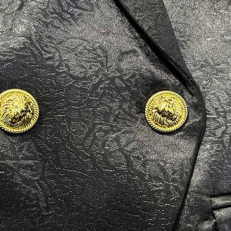 Classic Black Double Breasted Blazer with Gold Buttons – Office-to-Evening Essential
