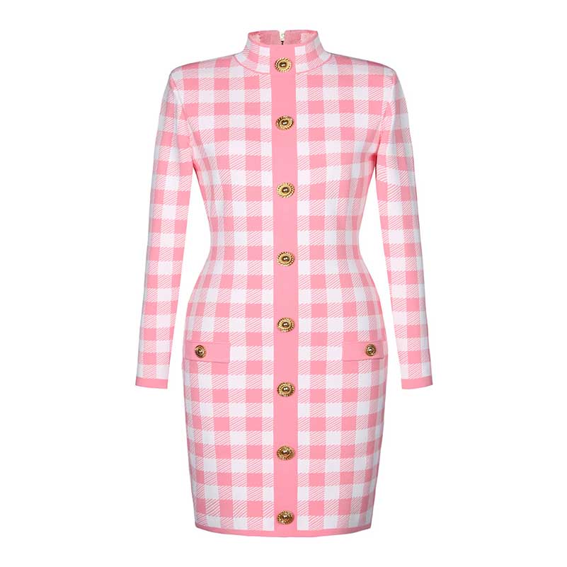 Checked Suit Chic Knit Crop Top+Short Skirt+Cardigan Coat Mini Dress Set