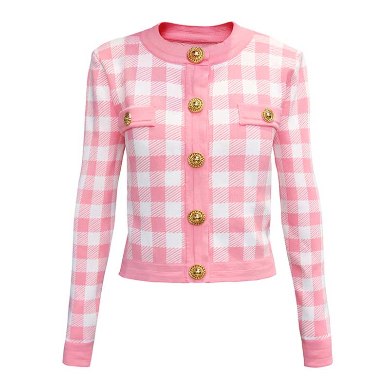 Checked Suit Chic Knit Crop Top+Short Skirt+Cardigan Coat Mini Dress Set