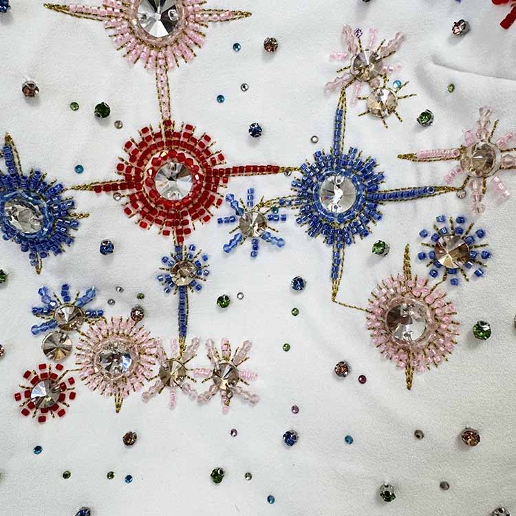 Crystal Long 2 Pieces Skirt Suits Sexy Crop Top Beading Midi Suit