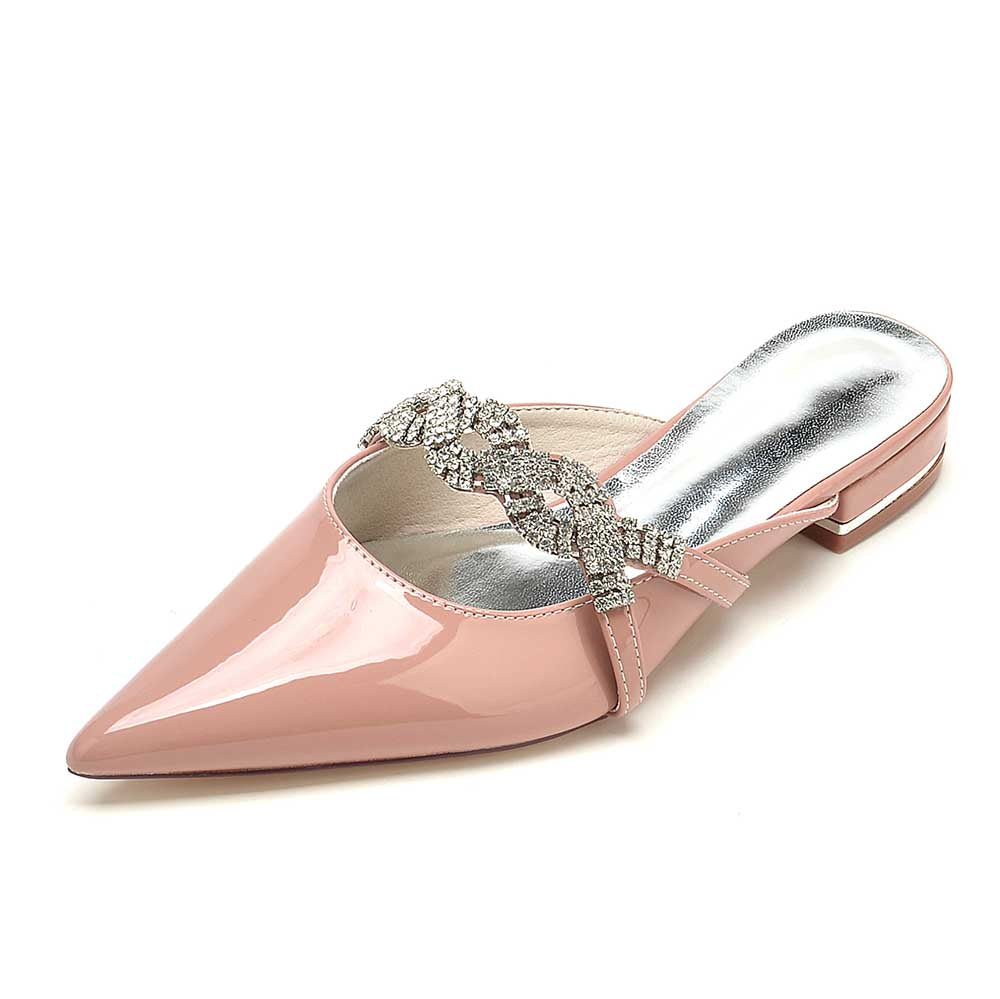 Glitter Crystal Embellished Patent Leather Mules – Glamorous Women’s Shoes