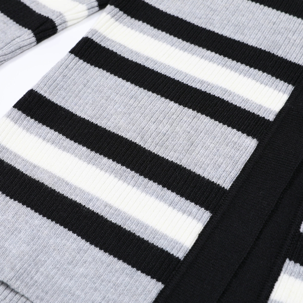 Grey Strip Rib Knit Top