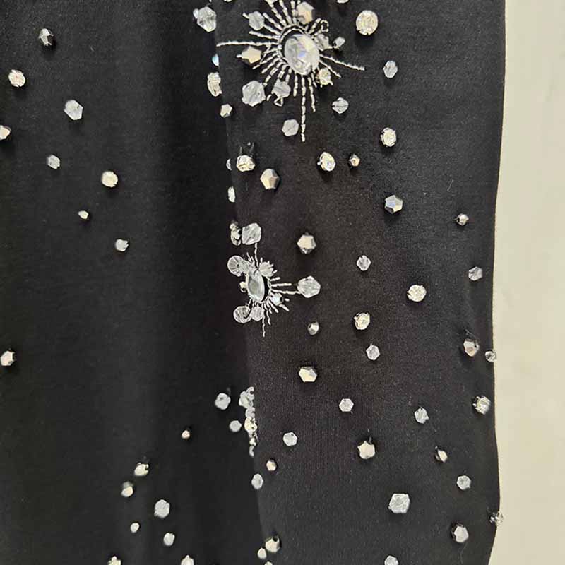 Halter Crystal Embellished Maxi Dress Black