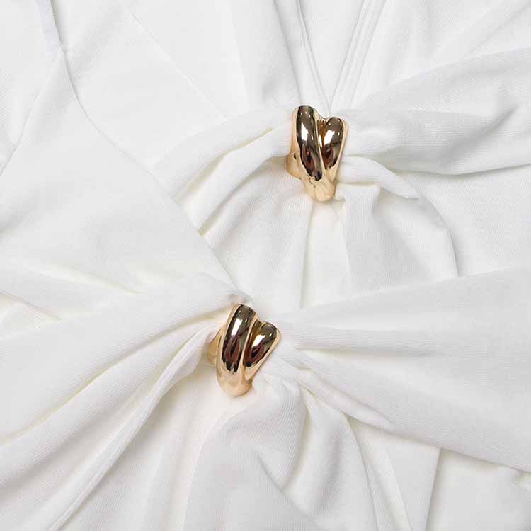 Womens Hollowed Out Twisted Slim Fit Long Sleeved Midi Dress