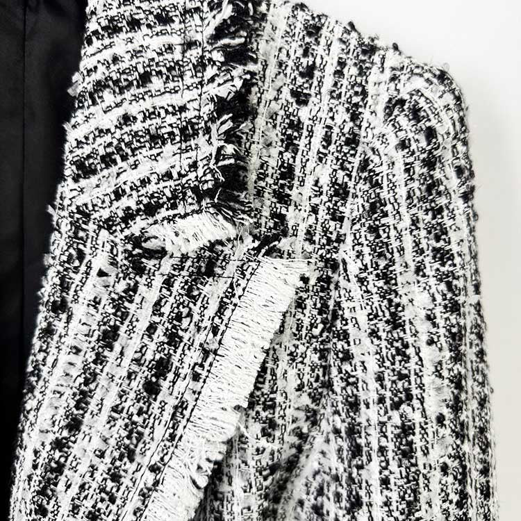 Multi Color Tweed Blazer Set Belted Lapel Zip-Up Skirt Suit