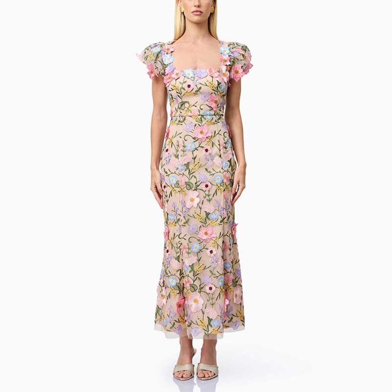 Multicolor Maxi Dress 3D Lace Floral Midi Dress SD Dresscode & Fashiontrends Multicolor Maxi Dress 3D Lace Floral Midi Dress SD Dresscode & Fashiontrends