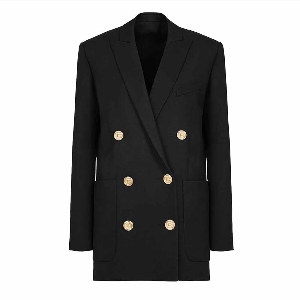 Women's Double Breasted Blazer Sewing Pattern Gold Buttons Loose Jacke ...