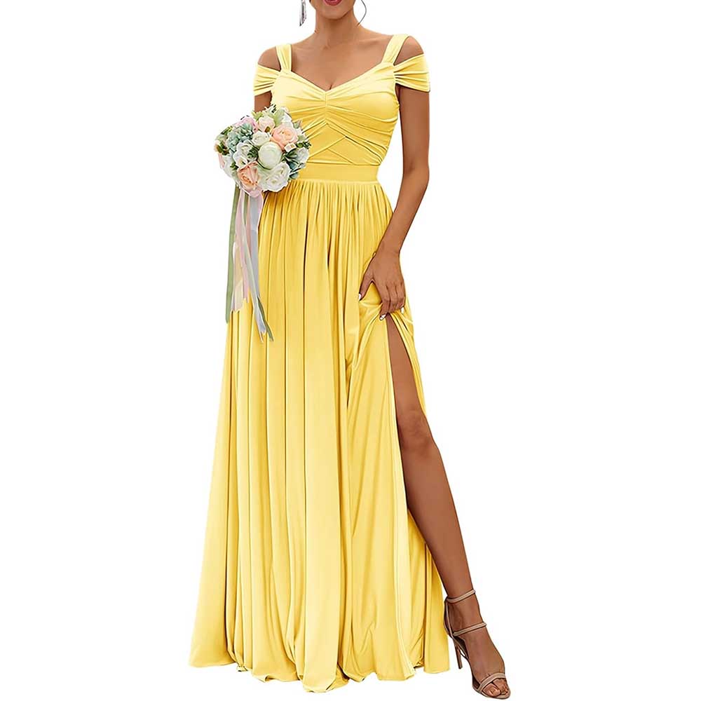 Off The Shoulder Chiffon Bridesmaid Dresses A Line Formal Dress Long Evening Gown