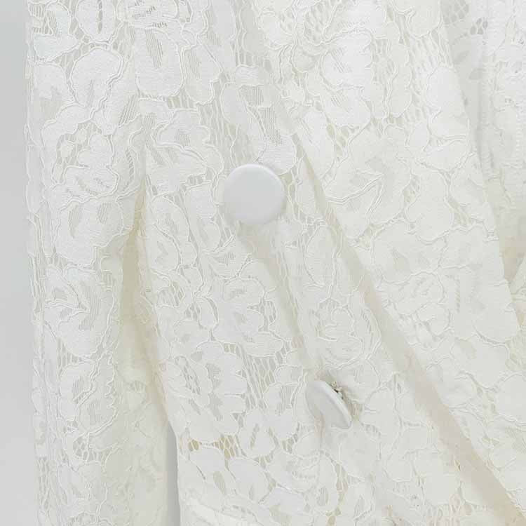 Women's White Lace Blazer Pantsuit Two Pieces Wedding Suit Formal Pantsuit