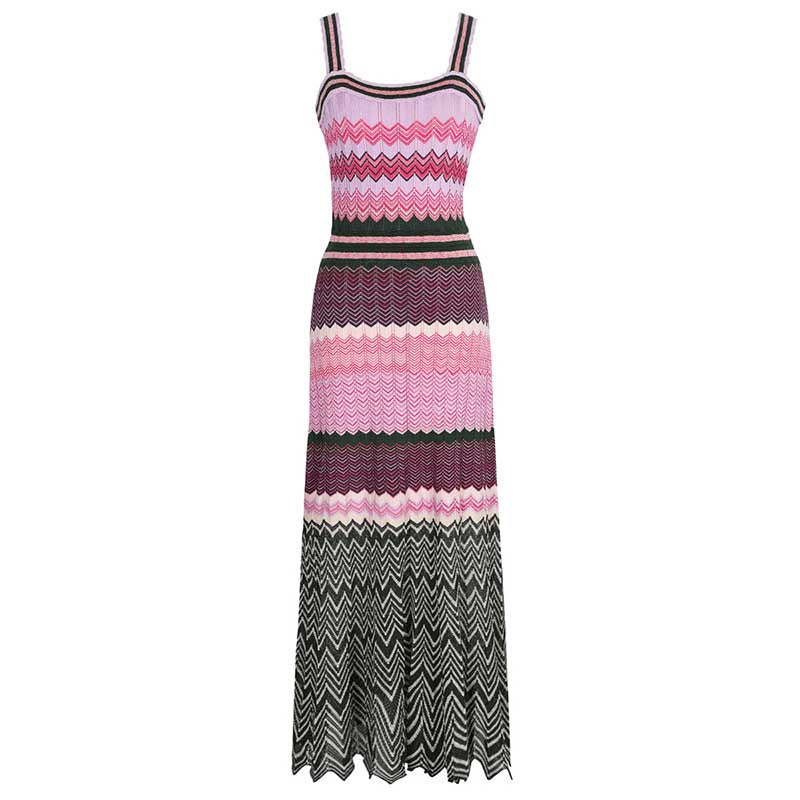 Ribbed knit stripe dresses
