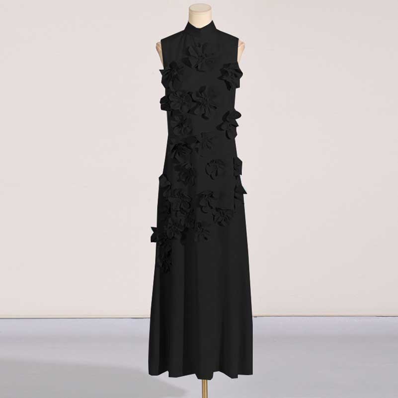 Rose Flower Maxi Dress Sleeveless Quince Gown