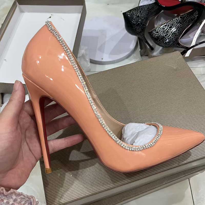 Salmon Pink Rhinestone Stiletto - Custom Plus Size Pumps
