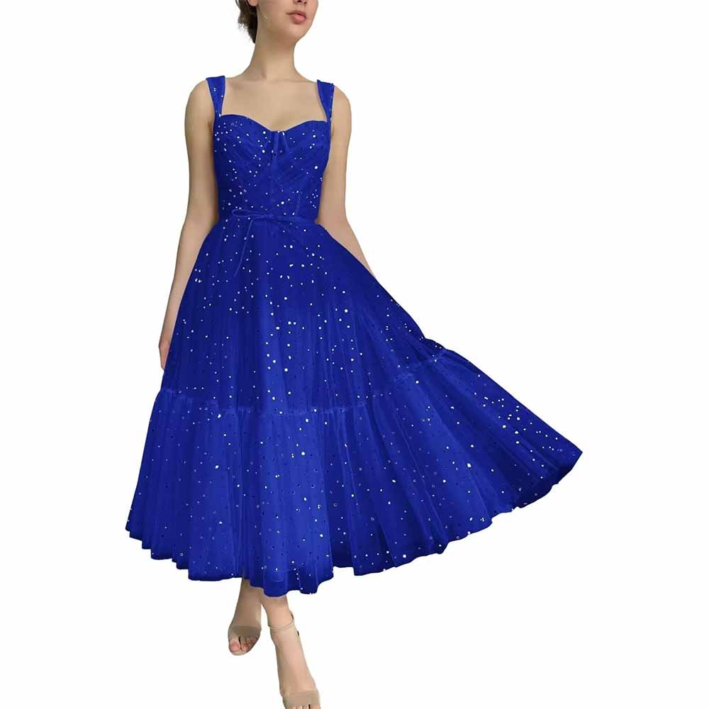 Teens Sparkly Starry Tulle Prom Dresses A Line Homecoming Dresses Formal Evening Gowns