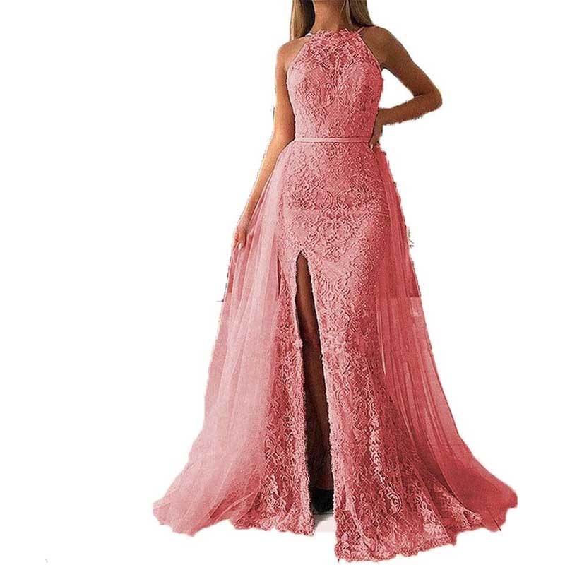 Women Halter Neck Prom Gowns Mermaid Long Evening Dress Wedding Ball Gowns