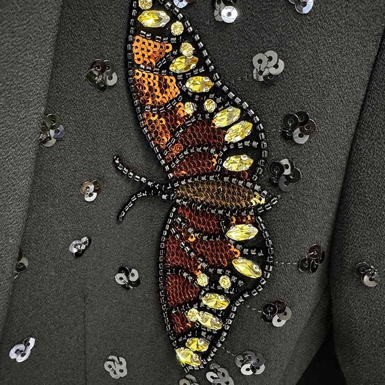 Women's Butterfly Beading Pantsuit 2 Two Piece Set Party Outfit Wedding Suit