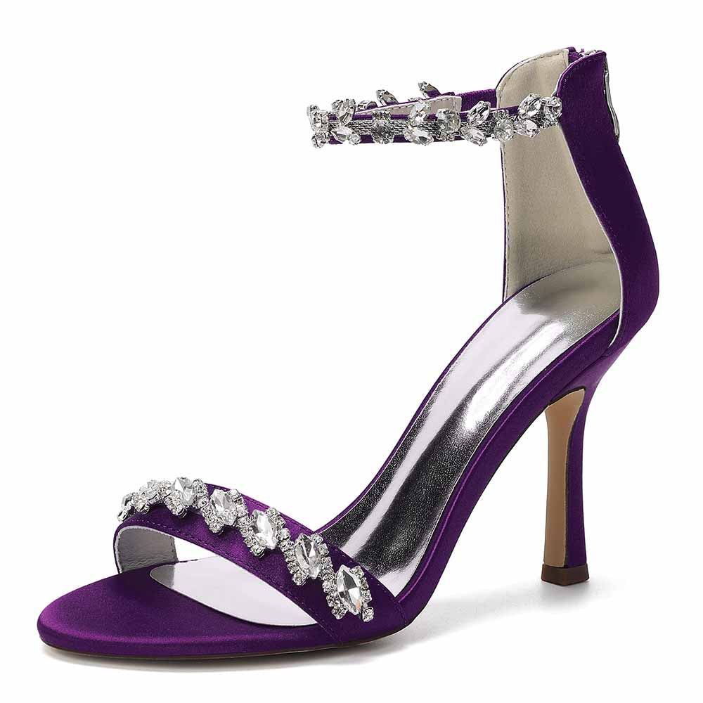 Diamond High Heel Sandals Rhinestone Ankle Strap Stilettos for Wedding/Evening Party Bridal Shoes