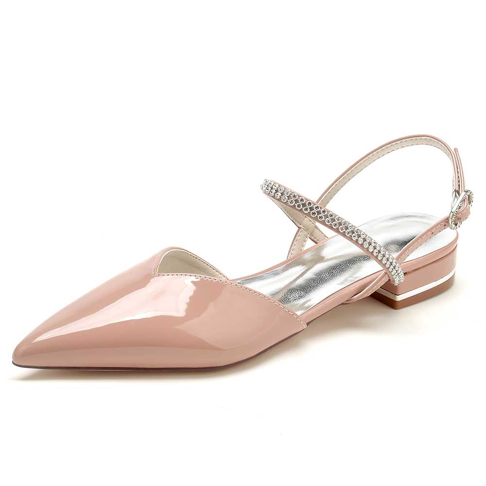 Women’s Pointed Toe Flats with Crystal Straps