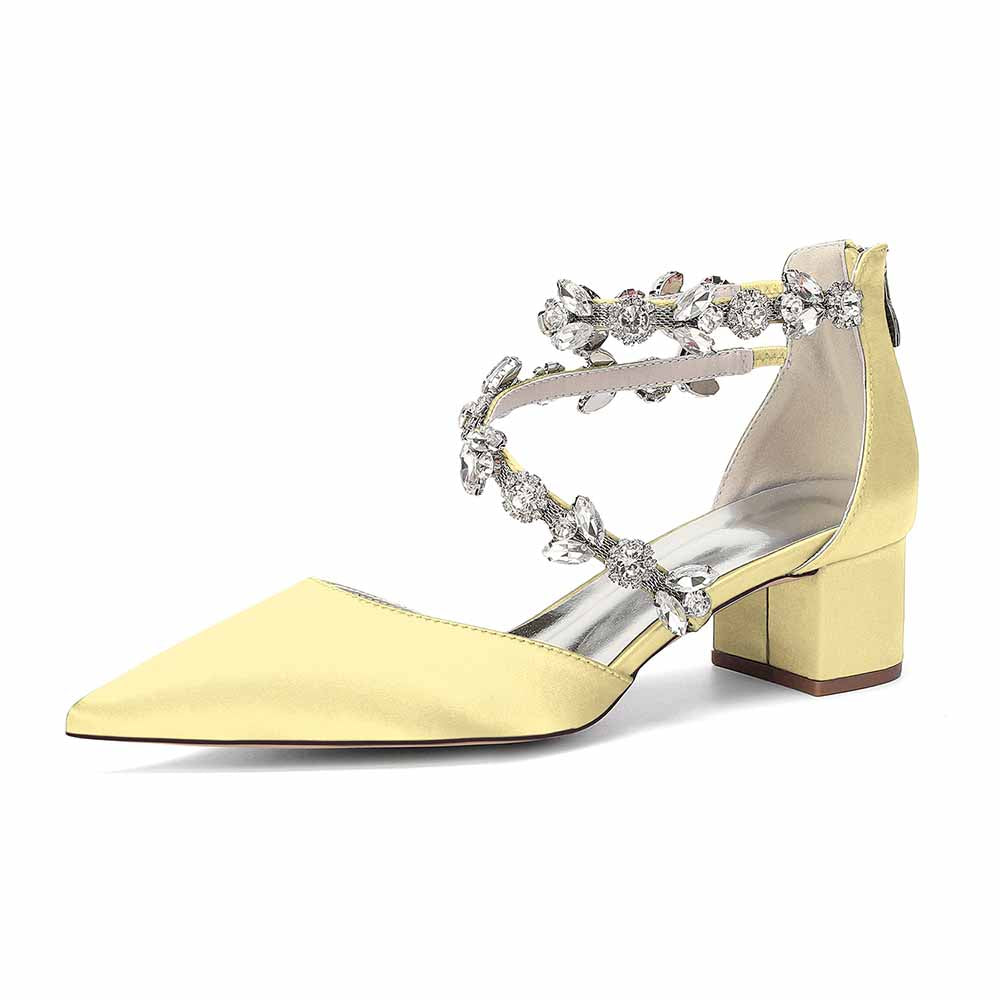 Women's Rhinestone Mid Heel Ankle Strap Shoes | Elegant Bridal Evening Formal Sandals