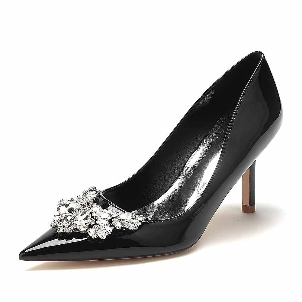 Women's Bridal Heels Low Heel Rhinestone Stiletto Wedding Shoes