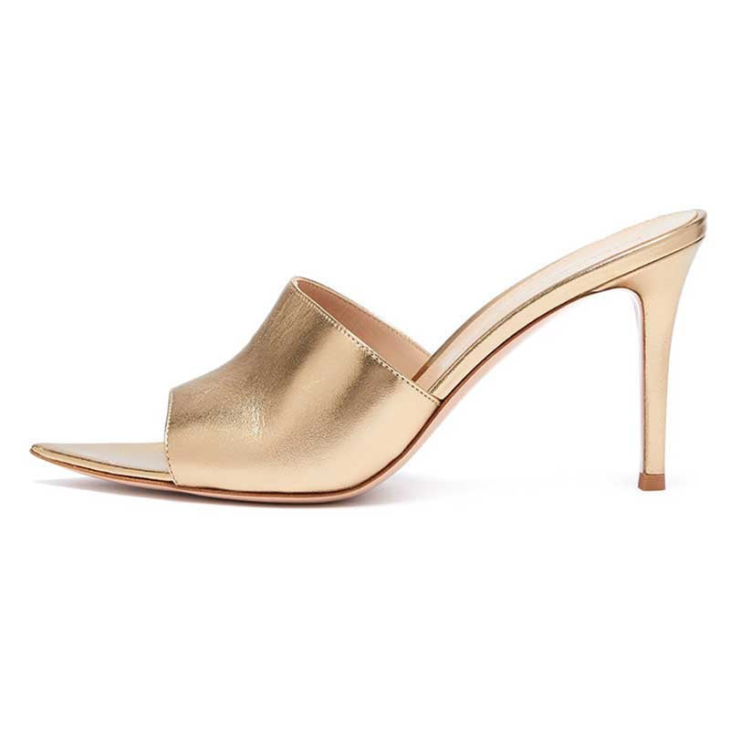 Womens High Heeled Mules Peep Toe Stiletto Sandals