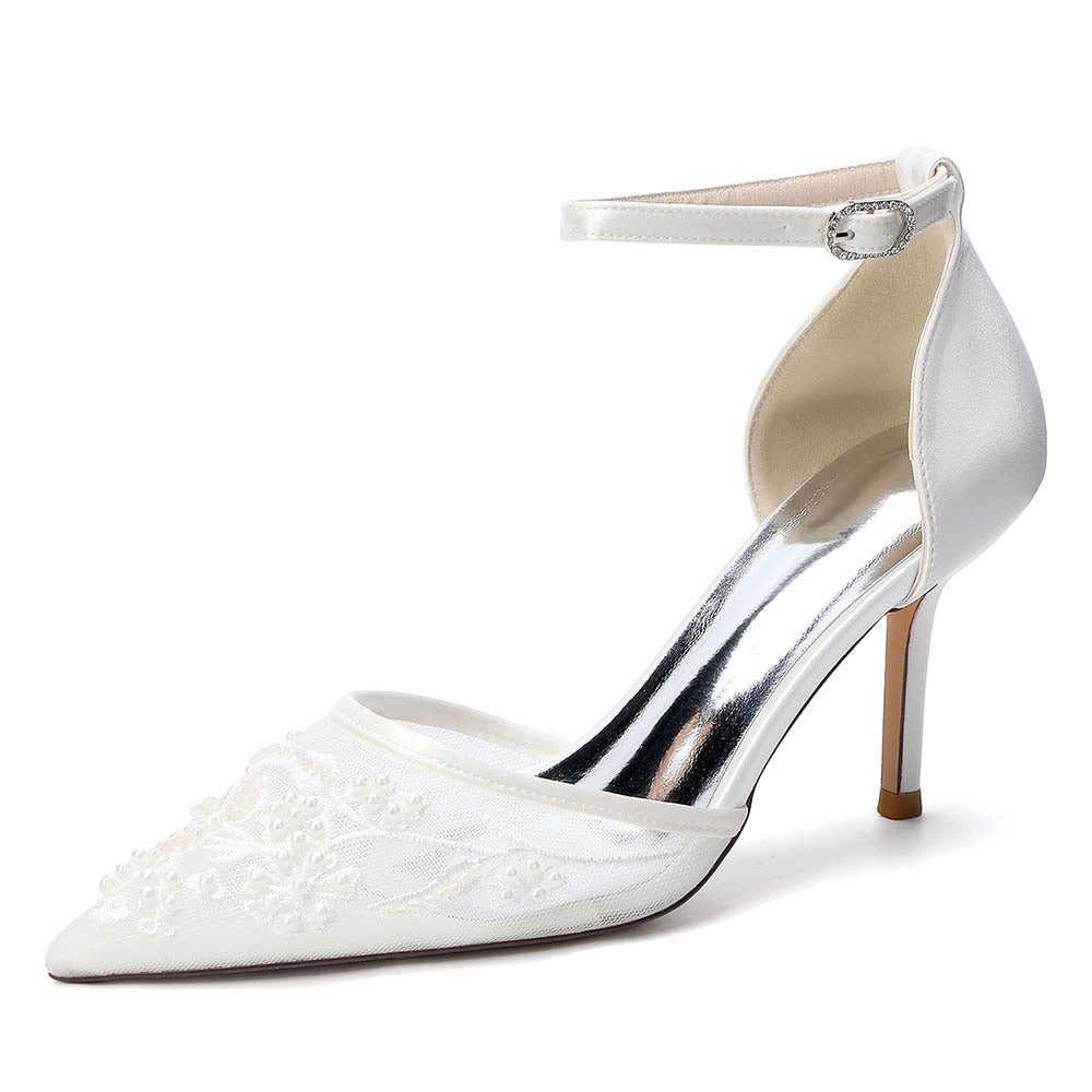 Women's Ankle Strap Mid-Heeled Wedding Shoes