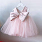 Little Grils Birthday Party Dress With Bows Kid Flower Girl Dresses With Imitation Pearls