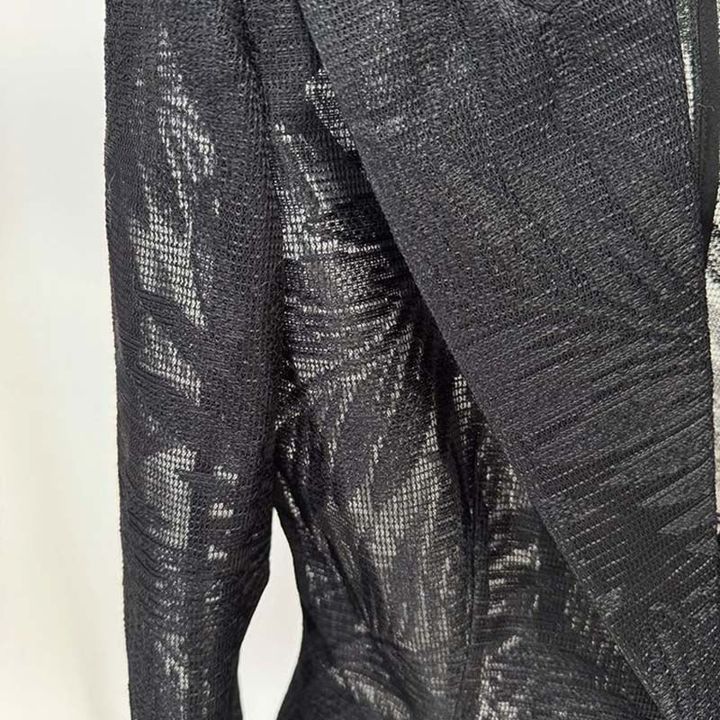 One Button Slim Fit Mesh Blazer in Black