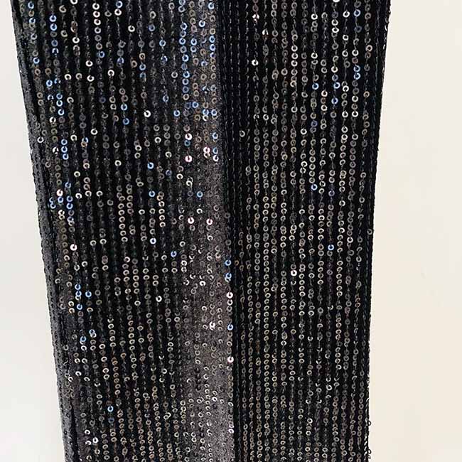 Women Black Sequinned fitted Blazer + Mid-High Rise Flare Trousers Suit Pantsuit
