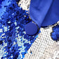 Blue Sequinted Suit Deep V Party Pantsuit Stage Performance Two Pieces Suit