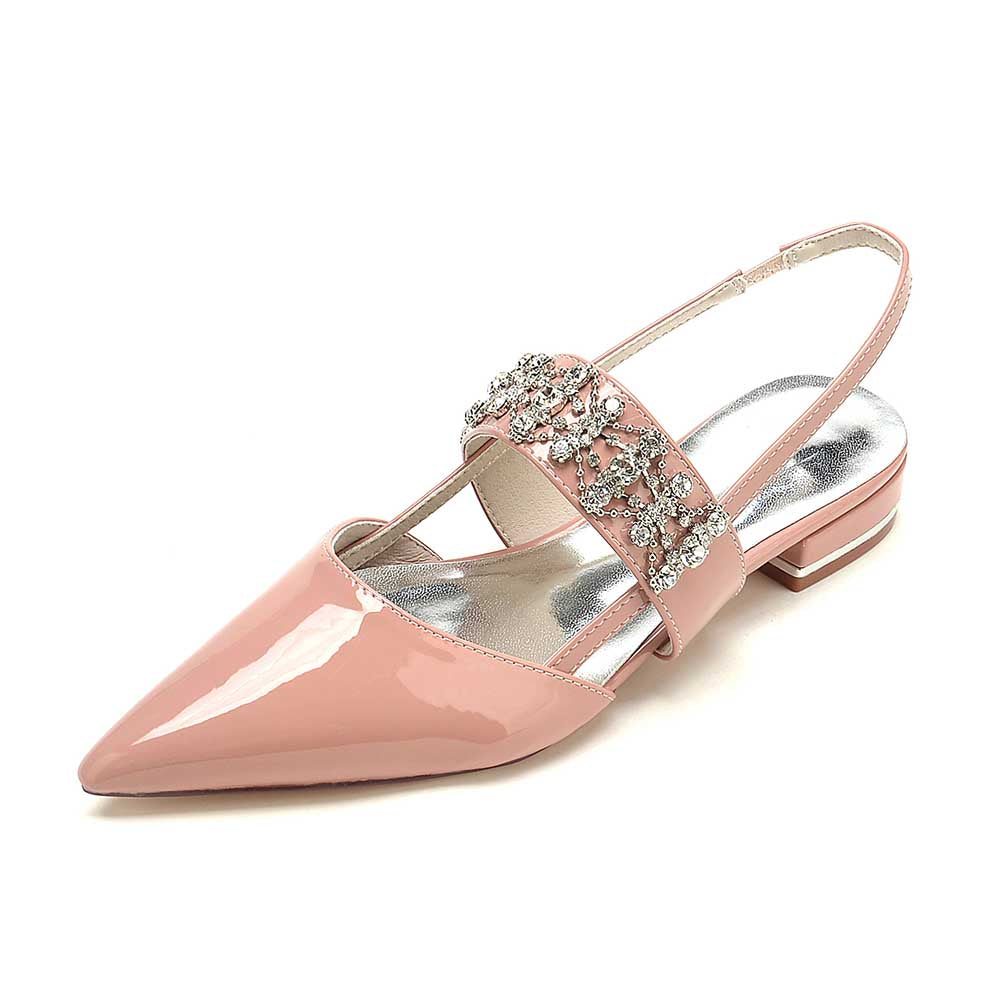 Pink S&DCo. crystal embellished pointed toe flats with a stylish slingback design