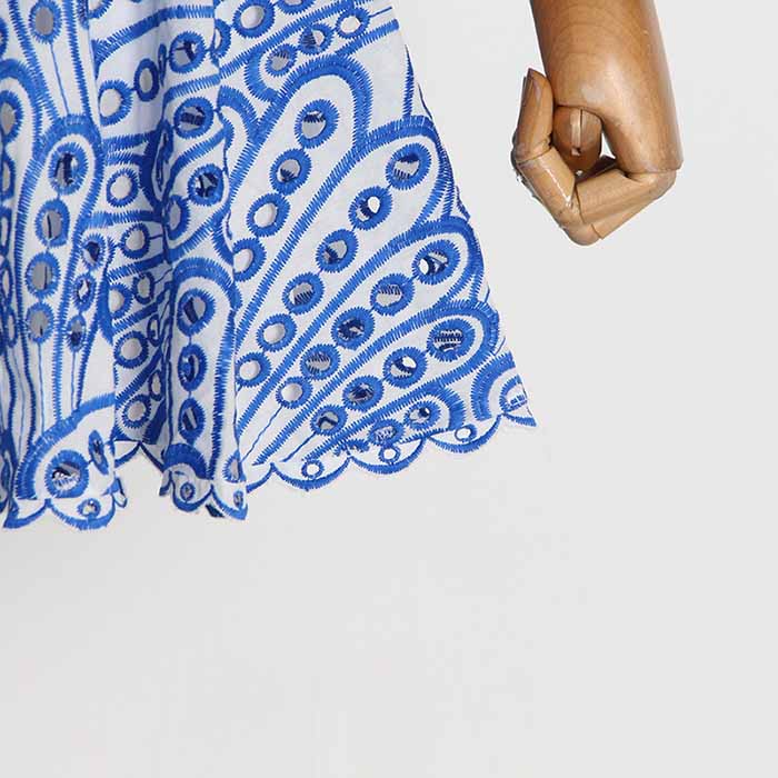 Off Shoulder Embroidered Ruffled Mini Dress