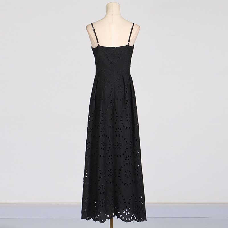 Womens A Line Midi Dress Hollowed Embroidered Cocktail Dress