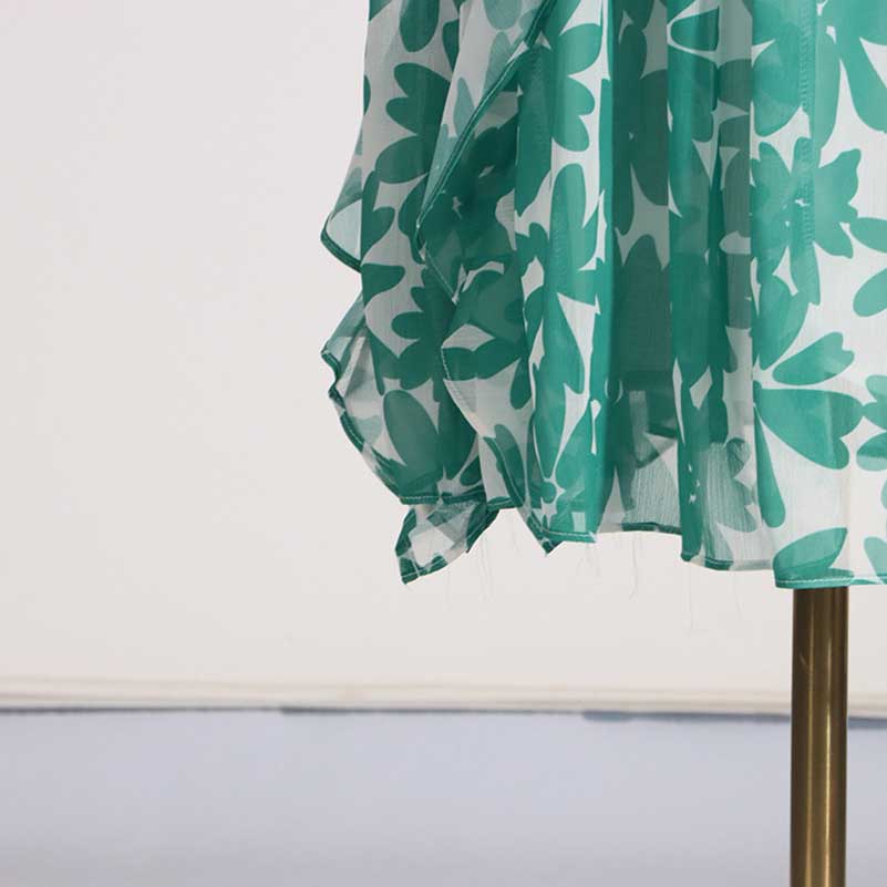 Green Printed Strapless Maxi Dress