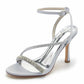Women Rhinestones High Heel Sandals Ankle Strap Wedding Sandals