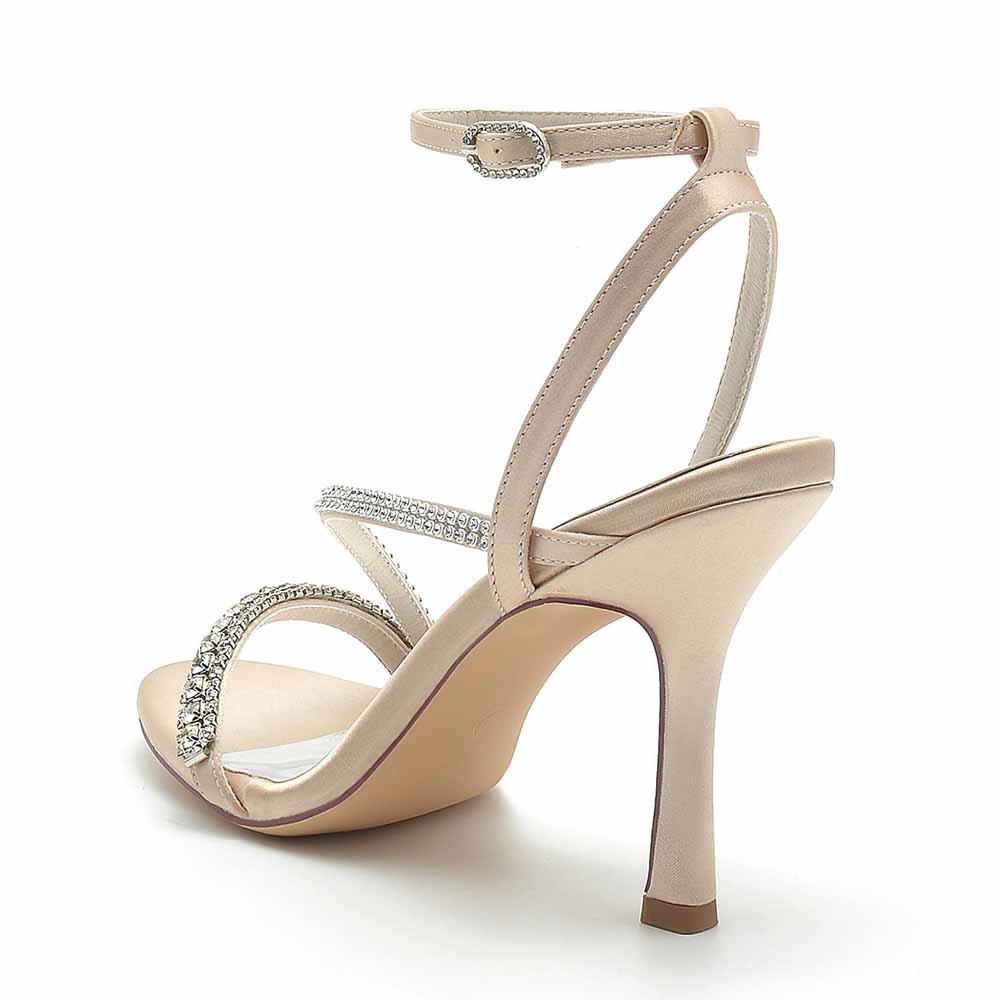 Women Rhinestones High Heel Sandals Ankle Strap Wedding Sandals