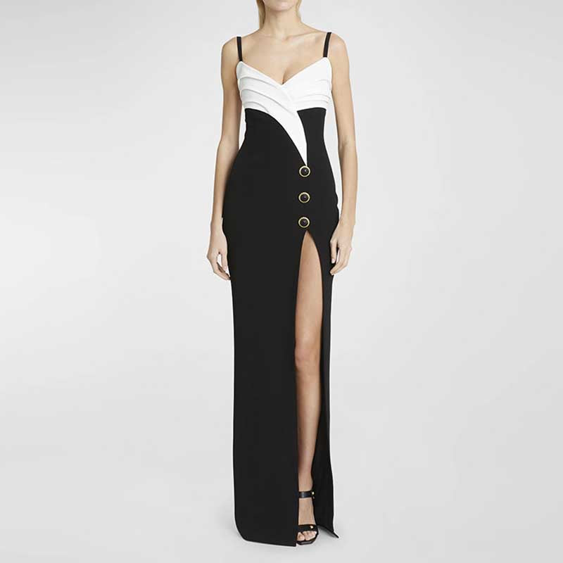 Spaghetti Straps Black Formal Dress High Split Cocktail Dress – SD