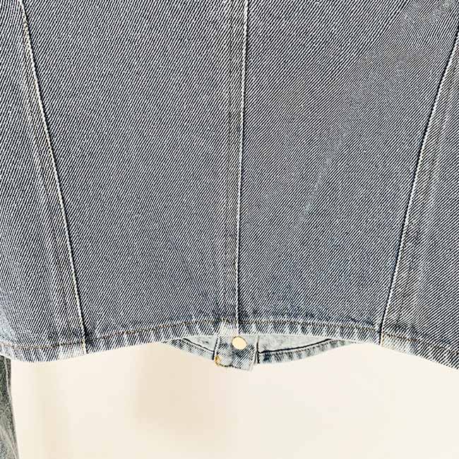 Women's Golden Lion Buttons Fitted Crop Denim Blazer Jacket Blue