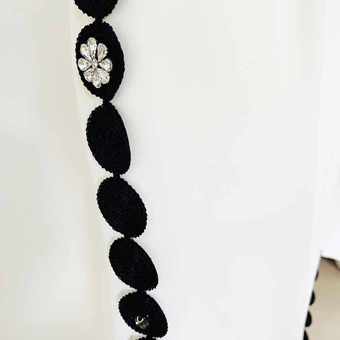 Women's White Embroidery Studded Jumpsuit