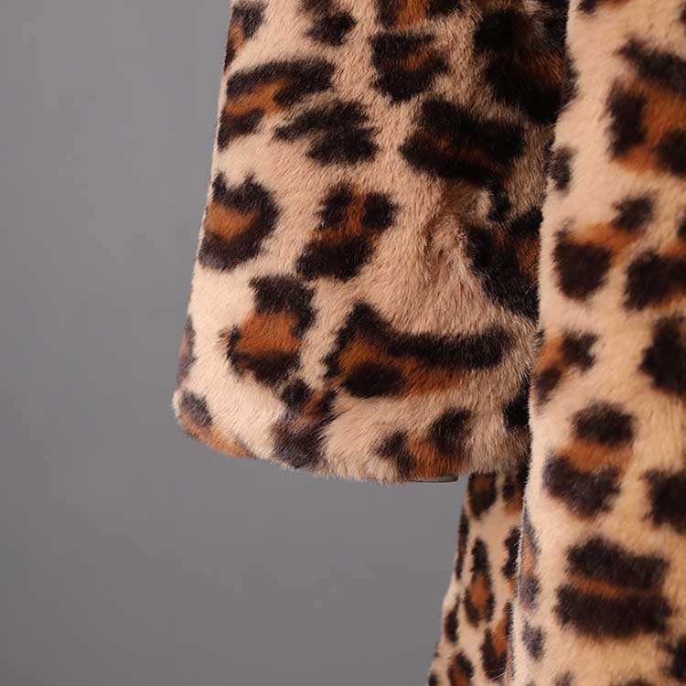 Leopard print faux fur jacket with soft texture and stylish design for chic winter looks