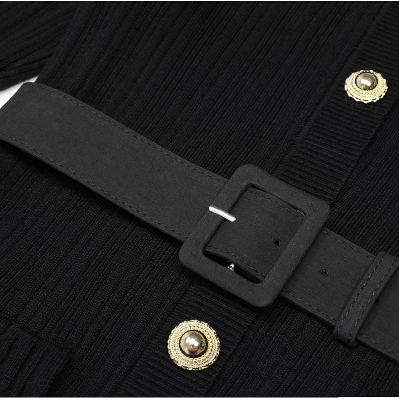 Long Sleeve Round-Neck Knit Dress Long