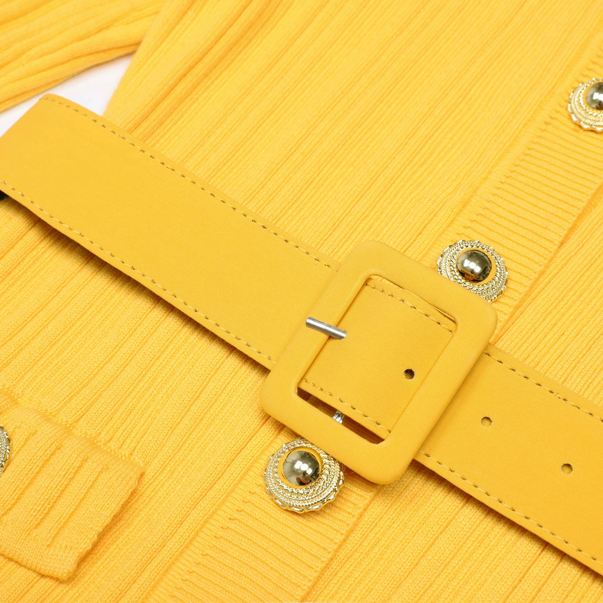 Long Sleeve Round-Neck Knit Dress Short