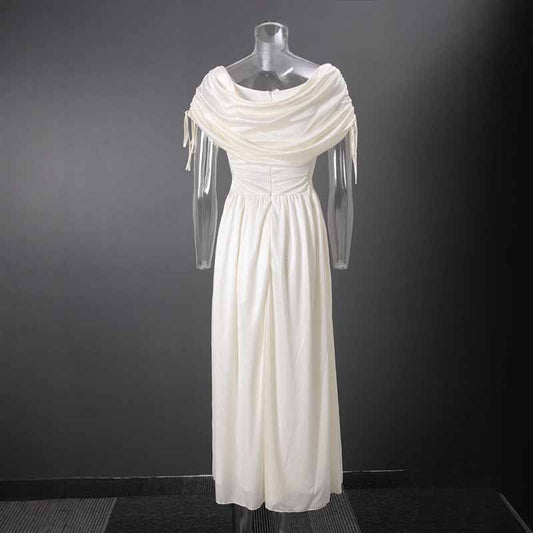 Women’s Vintage Off Shoulder Dress – Sleeveless A-Line Midi Dress with Waist Cinch