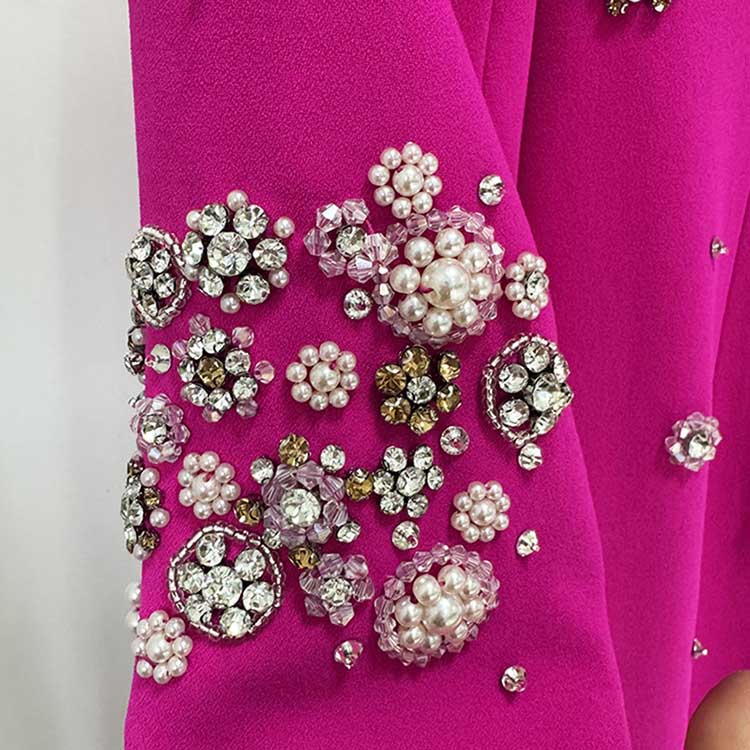 Womens Long Sleeves Beaded Gown Long Evening Dresses