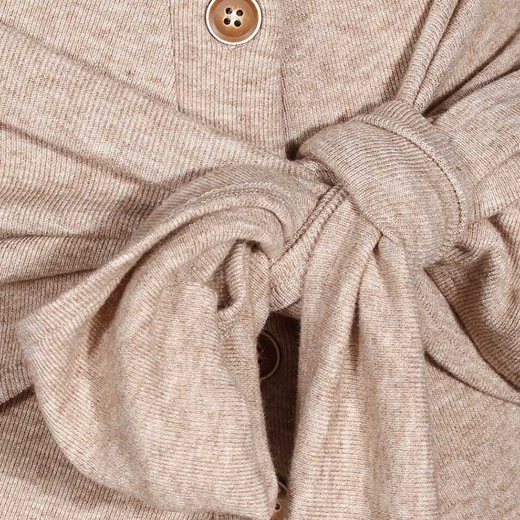 Collar Long Sleeve Knit Dress with Bow Detail – Knitted Dress for Fall & Winter