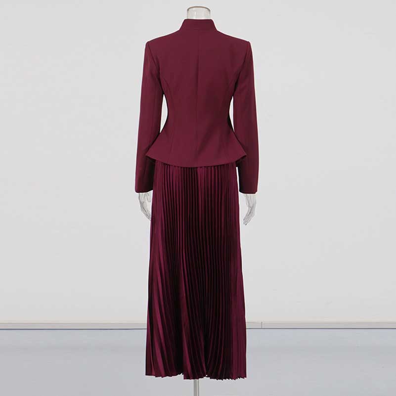 Women's Midi Skirt Suit Standard Collar Long Sleeve Formal Suit