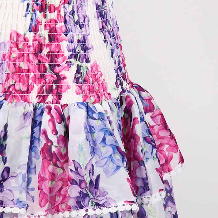 Embroidered Ruffled Floral Mini Dress Strapless Short Dress