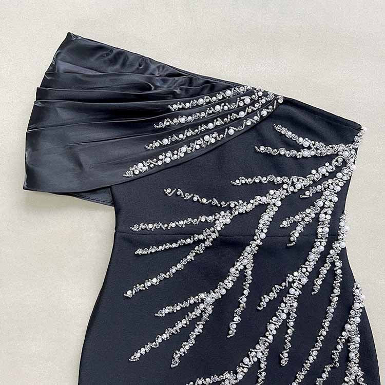 Sexy One Shoulder Bodycon Dress with Beads – Formal Evening Wear